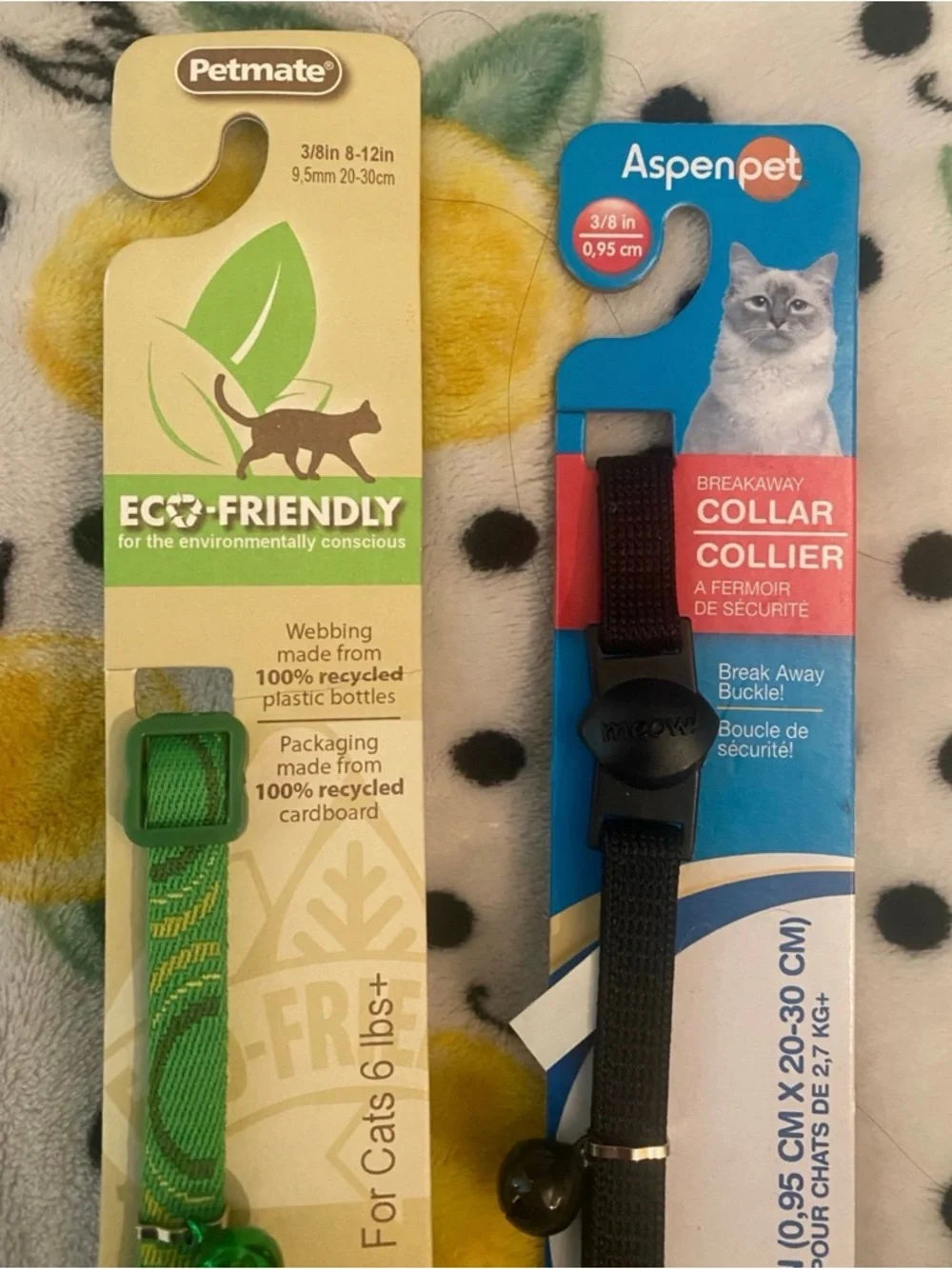 Petmate Eco-Friendly Green Cat Breakaway Collar & Aspen Pet Black Cat Collar